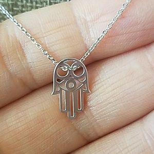 Hamsa Hand pendant Charm Necklace 2pc set